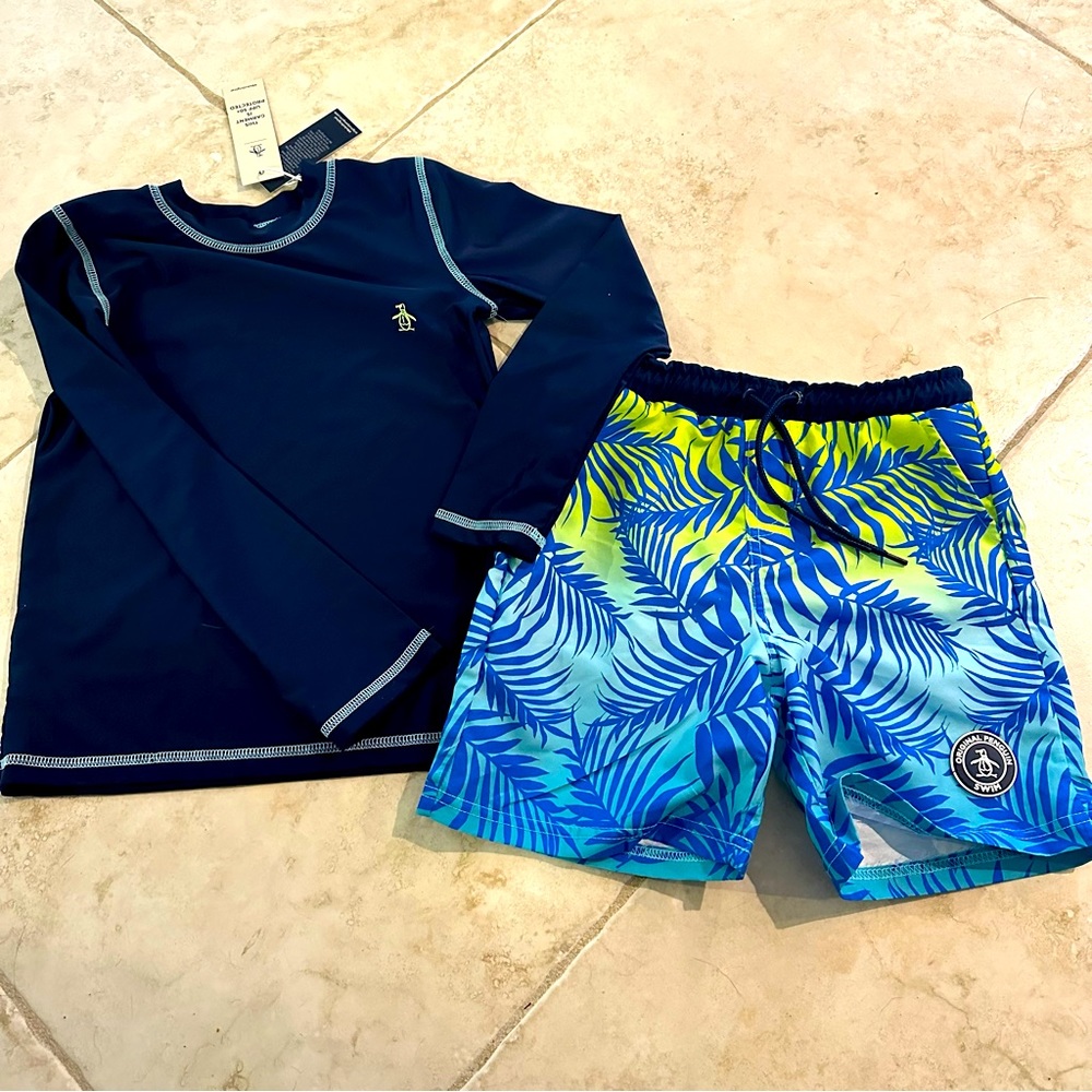 The Original Penguin - swim trunks and rashgaurd set
